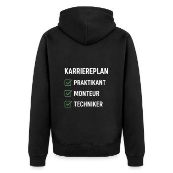 Karriereplan Praktikant bis Techniker - Unisex Premium Bio Zip Hoodie - Schwarz - Hinten - Nico (187cm)