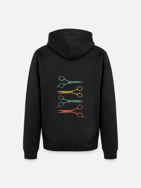 Farbenfrohe Friseurscheren - Unisex Premium Bio Zip Hoodie - Schwarz