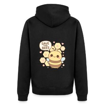 Save the Bees – Sweet Bee with a Message - Unisex Premium Organic Zip Hoodie - black - Back - Nico (187cm)