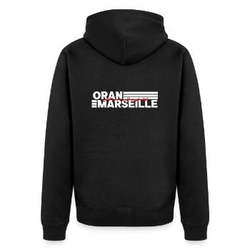 Oran Marseille - Unisex Premium Organic Zip Hoodie - black - Back - Nico (187cm)