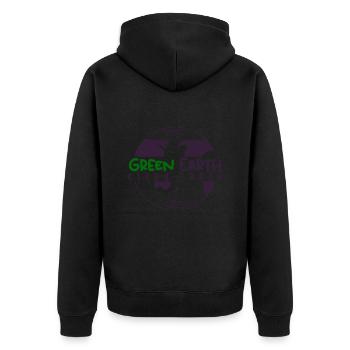Grüne Erde, Klare Erde - Unisex Premium Bio Zip Hoodie - Schwarz - Hinten - Nico (187cm)