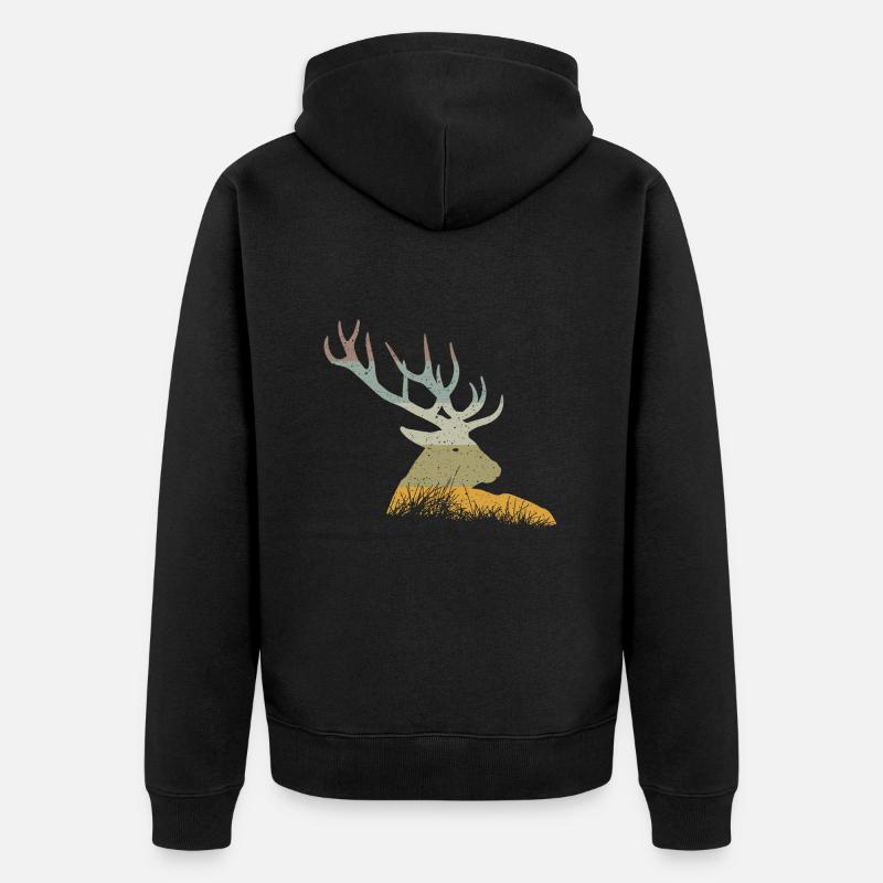 Hirsch - Unisex Premium Bio Zip Hoodie - Schwarz