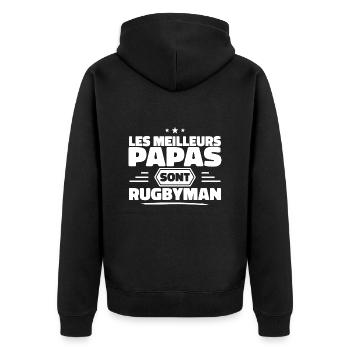 Rugby Meilleur Papa, Fête des Pères - Papas Cadeau - Veste à capuche bio Premium Unisexe - noir - Dos - Nico (187cm)