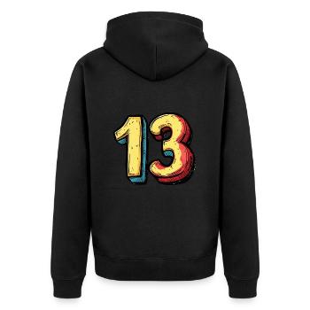 13 Nombre Coloré - Veste à capuche bio Premium Unisexe - noir - Dos - Nico (187cm)