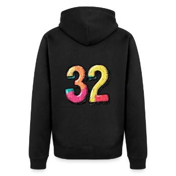 32 Number Colorful - Unisex Premium Organic Zip Hoodie - black - Back - Nico (187cm)
