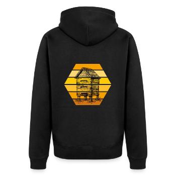 Imker Bienenkasten Hobbyimker Bienenvolk - Unisex Premium Bio Zip Hoodie - Schwarz - Hinten - Nico (187cm)