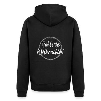 Fröhliche Weihnachten - Unisex Premium Bio Zip Hoodie - Schwarz - Hinten - Nico (187cm)