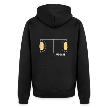 Handball Handballfeld Sprungwurf Handballhalle - Unisex Premium Bio Zip Hoodie - Schwarz - Hinten - Nico (187cm)