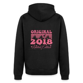 Women's 6th Anniversary Gift 2018 | Born in 2018 - Unisex Premium Organic Zip Hoodie - black - Back - Nico (187cm)