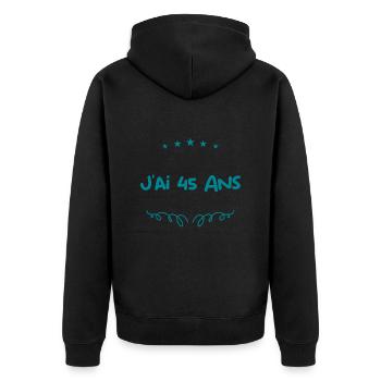 bref j'ai un 45 ans pour la deuxième fois - Veste à capuche bio Premium Unisexe - noir - Dos - Nico (187cm)