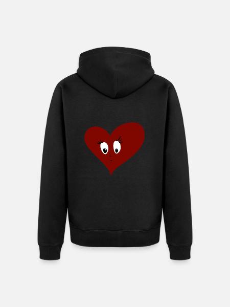 Heart - cute - sensitive - sad - Unisex Premium Organic Zip Hoodie - black