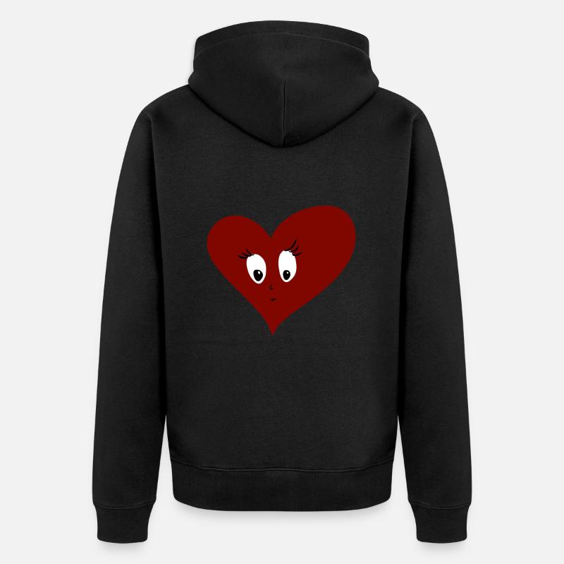 Coeur - mignon - sensible - triste - Veste à capuche bio Premium Unisexe - noir