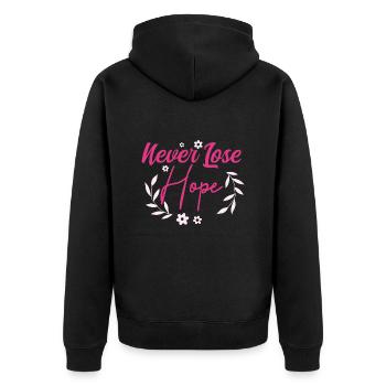 October Rose Hope For All - Unisex Premium Organic Zip Hoodie - black - Back - Nico (187cm)