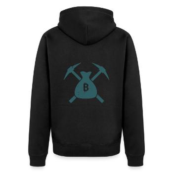 Bergbau - Unisex Premium Bio Zip Hoodie - Schwarz - Hinten - Nico (187cm)
