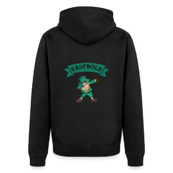 Saufbold Kobold Bier Party Feiern Irland Lustig - Unisex Premium Bio Zip Hoodie - Schwarz - Hinten - Nico (187cm)