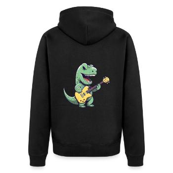 Trex Dinosaur avec guitare électrique - Veste à capuche bio Premium Unisexe - noir - Dos - Nico (187cm)