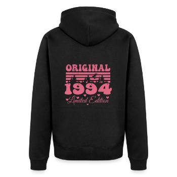 30. Geburtstagsgeschenk 1994 Frau | Geboren 1994 - Unisex Premium Bio Zip Hoodie - Schwarz - Hinten - Nico (187cm)