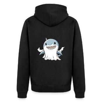 Hai Halloween Comic Geist - Unisex Premium Bio Zip Hoodie - Schwarz - Hinten - Nico (187cm)