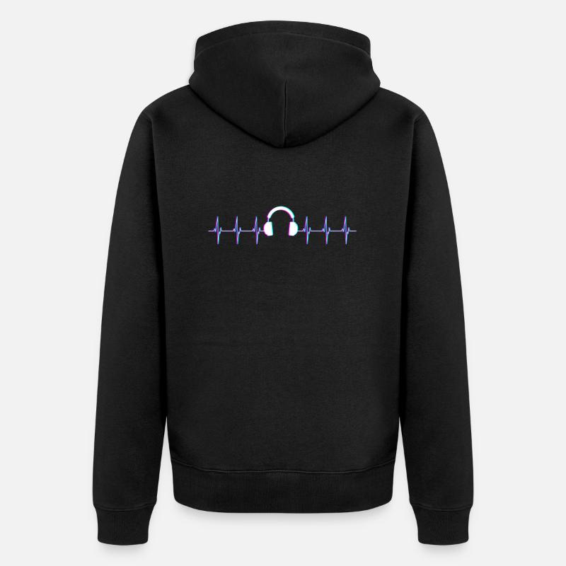Herzschlag Kopfhoerer Musik Techno Festival de musique techno - Veste à capuche bio Premium Unisexe - noir