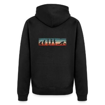 Curling Player for a Curler Evolution - Unisex Premium Bio Zip Hoodie - Schwarz - Hinten - Nico (187cm)