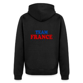 Frankreich - Unisex Premium Bio Zip Hoodie - Schwarz - Hinten - Nico (187cm)