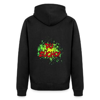 Du Zücho! - Unisex Premium Bio Zip Hoodie - Schwarz - Hinten - Nico (187cm)