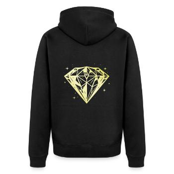 Diamant Juwel Gold Silhouette - Unisex Premium Bio Zip Hoodie - Schwarz - Hinten - Nico (187cm)