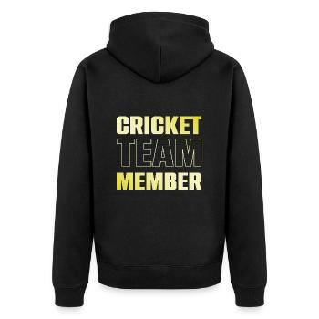 Cricket Team - Unisex Premium Bio Zip Hoodie - Schwarz - Hinten - Nico (187cm)