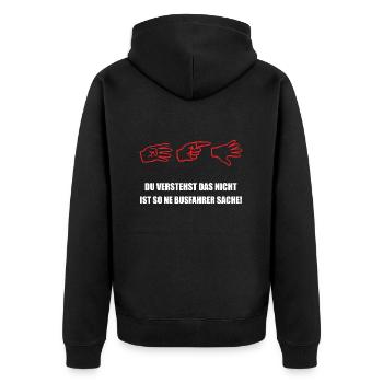 Busfahrer T-Shirt - 415 Busfahrer Gruß für Fahrer - Unisex Premium Bio Zip Hoodie - Schwarz - Hinten - Nico (187cm)