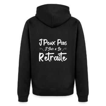 J'peux Pas J'Suis à la Retraite - Veste à capuche bio Premium Unisexe - noir - Dos - Nico (187cm)