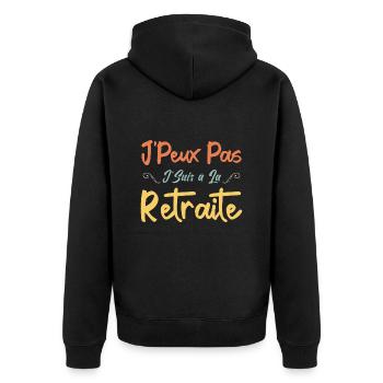 J'peux Pas J'Suis à la Retraite - Veste à capuche bio Premium Unisexe - noir - Dos - Nico (187cm)