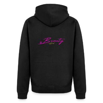 Beauty Girl Crown Pink - Unisex Premium Bio Zip Hoodie - Schwarz - Hinten - Nico (187cm)