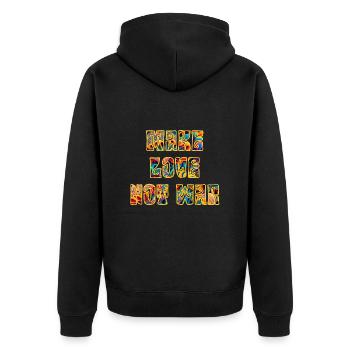 make love not war mushroom - Unisex Premium Bio Zip Hoodie - Schwarz - Hinten - Nico (187cm)