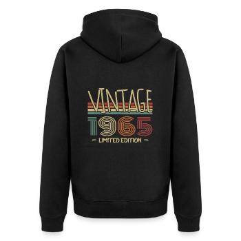 Vintage 1965 Retro 1965 Anniversary Gift - Unisex Premium Organic Zip Hoodie - black - Back - Nico (187cm)