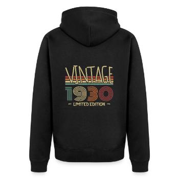 Vintage 1930 Cadeau Anniversaire 1930 Rétro1930 - Veste à capuche bio Premium Unisexe - noir - Dos - Nico (187cm)