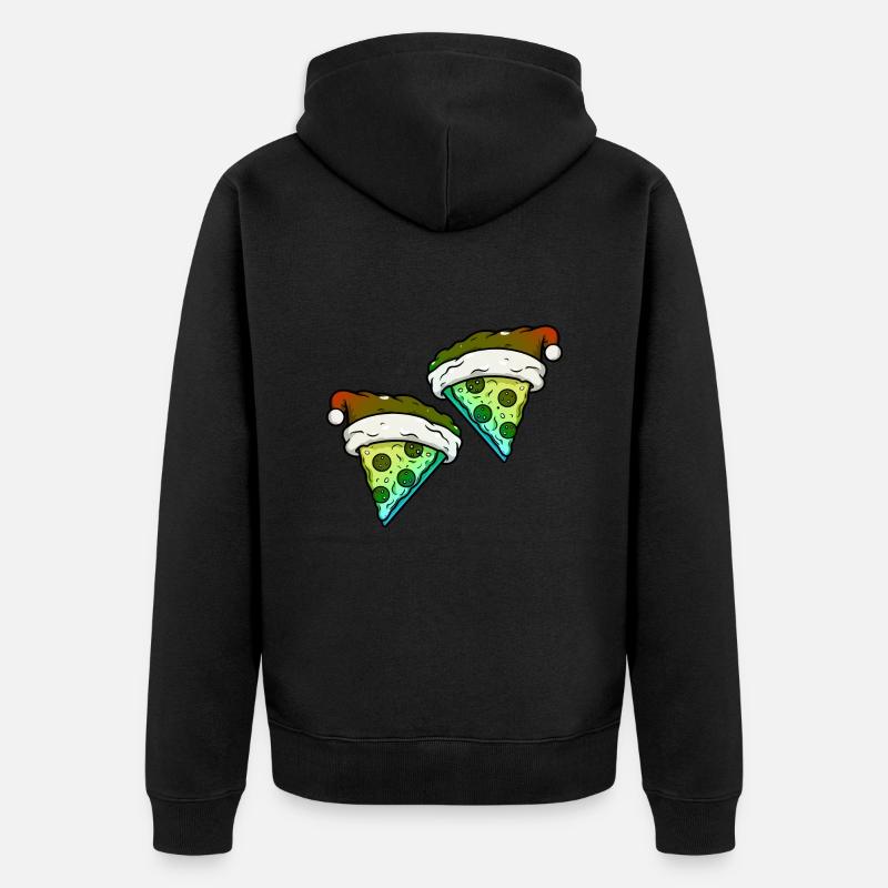 Pizza Noël Bande dessinée drôle - Veste à capuche bio Premium Unisexe - noir