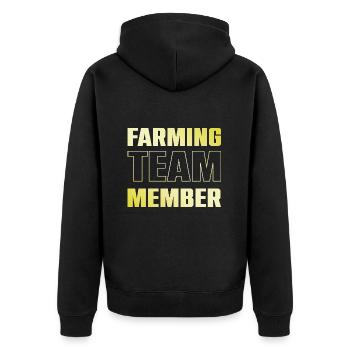 Farming Team - Unisex Premium Bio Zip Hoodie - Schwarz - Hinten - Nico (187cm)