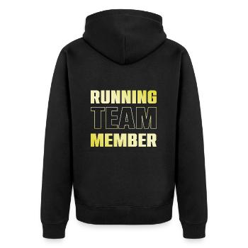 Running Team - Unisex Premium Bio Zip Hoodie - Schwarz - Hinten - Nico (187cm)