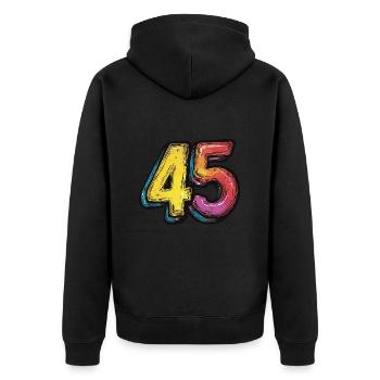 45 Numéro Coloré - Veste à capuche bio Premium Unisexe - noir - Dos - Nico (187cm)