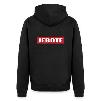 Balkan Spruch - Jebote bre - Unisex Premium Bio Zip Hoodie - Schwarz - Hinten - Nico (187cm)