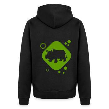 Rhino - Africa - Nature - Animal Lover - Unisex Premium Organic Zip Hoodie - black - Back - Nico (187cm)