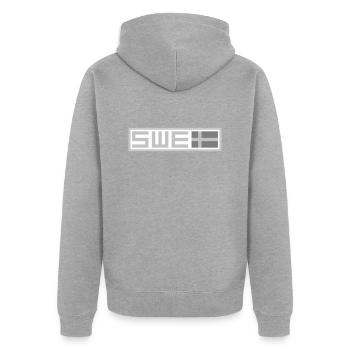 Schwedische Taktik - Unisex Premium Bio Zip Hoodie - Grau meliert - Hinten - Nico (187cm)