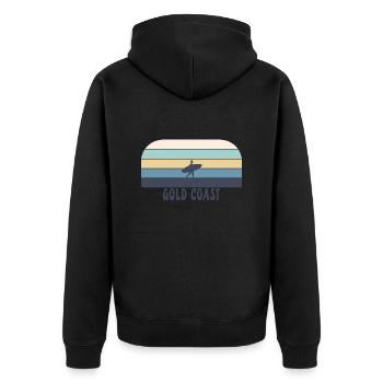 Gold Coast Australia Retro Sunset - Unisex Premium Organic Zip Hoodie - black - Back - Nico (187cm)