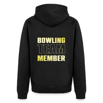 Bowling Team - Unisex Premium Bio Zip Hoodie - Schwarz - Hinten - Nico (187cm)