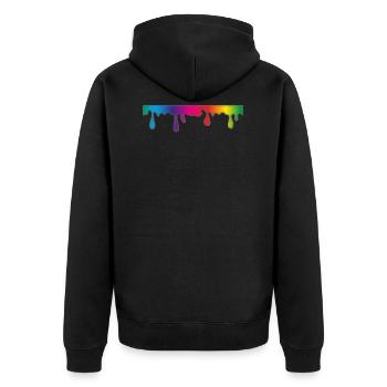maler painter pinsel paint farbe artist color colo - Unisex Premium Bio Zip Hoodie - Schwarz - Hinten - Nico (187cm)