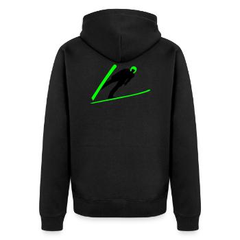 Skispringer - Unisex Premium Bio Zip Hoodie - Schwarz - Hinten - Nico (187cm)