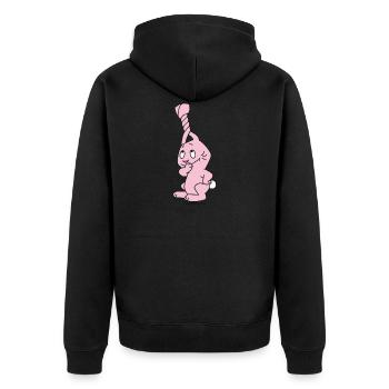 Hase mit verdrehten Ohren - Unisex Premium Bio Zip Hoodie - Schwarz - Hinten - Nico (187cm)