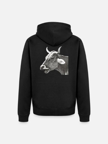 Lachende Kuh schiefer - Unisex Premium Bio Zip Hoodie - Schwarz