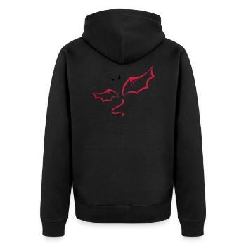 Teufel - Unisex Premium Bio Zip Hoodie - Schwarz - Hinten - Nico (187cm)
