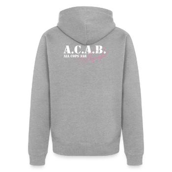 Up2u_ACAB_white - Unisex Premium Bio Zip Hoodie - Grau meliert - Hinten - Nico (187cm)